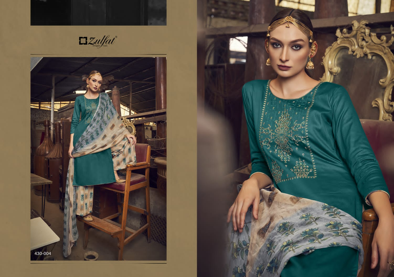 Zulfat Manohari Fancy Designer Wear Wholesale Cotton Dress Material Catalog